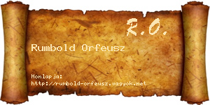 Rumbold Orfeusz névjegykártya